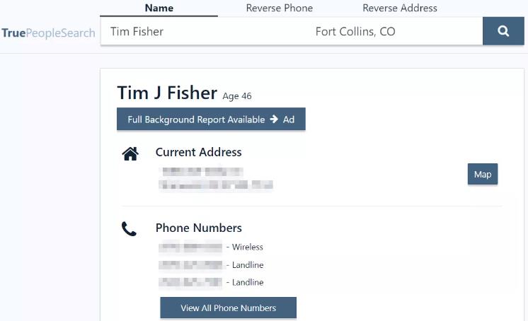 使用姓名通过TruePeopleSearch查找电话号码