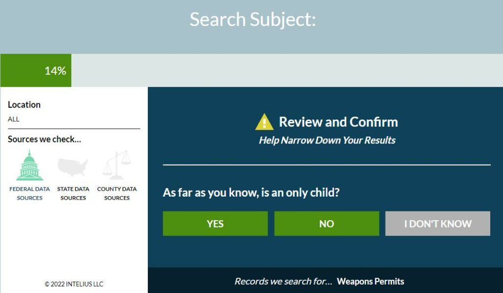 Intelius 正在搜索中